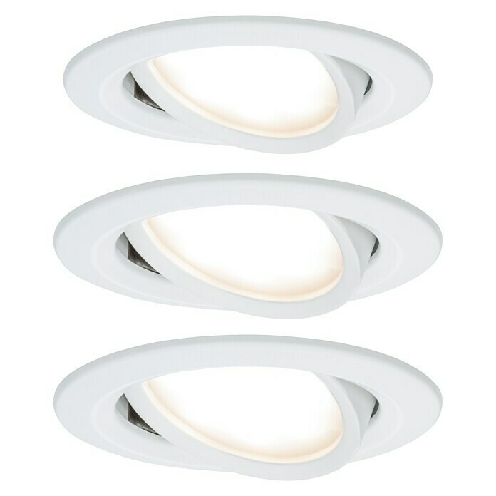 Paulmann LED-Einbauleuchten-Set (6,5 W, Weiß, Durchmesser: 8,4 cm, 3 Stk.)