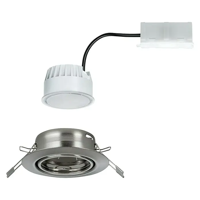 Paulmann LED-Einbauleuchte Base - 5 W, Silber, Warmweiß, Durchmesser: 51 mm - Downlight-Bausatz mit weißem LED-Treiber und Metallgehäuse für den Deckeneinbau. Energiesparend und langlebig.