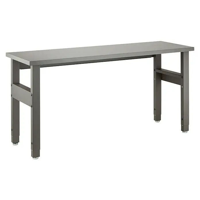 Elfa Garage+ by Elfa Werkbank - L x B: 62 x 182,1 cm, Grau matt - Tisch mit grauer Oberfläche und Stahlbeinen. Ideal für Büro oder Arbeitszimmer, robust und funktional gestaltet.