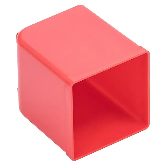 Lockweiler Compartimento para piezas pequeñas - 5,4 x 5,4 x 6,3 cm, Rojo - Primer plano de un portalápices cuboide de color coral, mostrando una estética moderna y minimalista.
