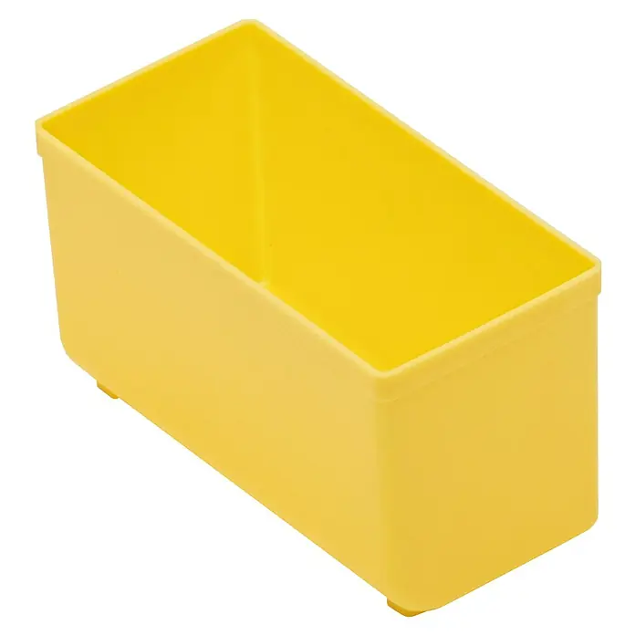 Lockweiler Compartimento para piezas pequeñas - 5,4 x 10,8 x 6,3 cm, Amarillo - Contenedor de almacenamiento de plástico amarillo para organizar material de oficina y objetos pequeños.