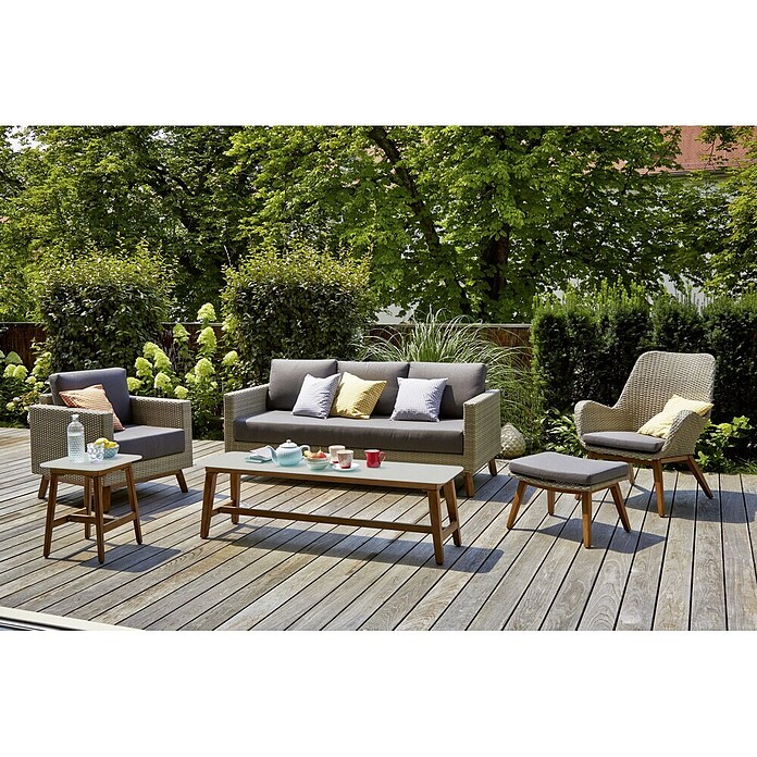 Sunfun Anika Gartensessel (Breite: 80 cm, Polyrattan, Lichtgrau)