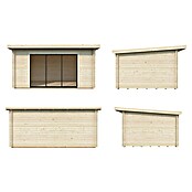 Palmako Caseta de jardín Lea Slide Plus (Medidas ext. (An x Pr): 494 x 402 cm, Madera sin tratar, Natural) | BAUHAUS