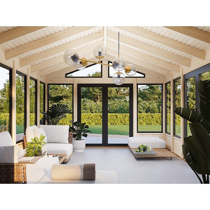 Palmako Caseta de jardín Isabella (Medidas ext. (An x Pr): 661 x 465 cm, Madera sin tratar, Natural) | BAUHAUS
