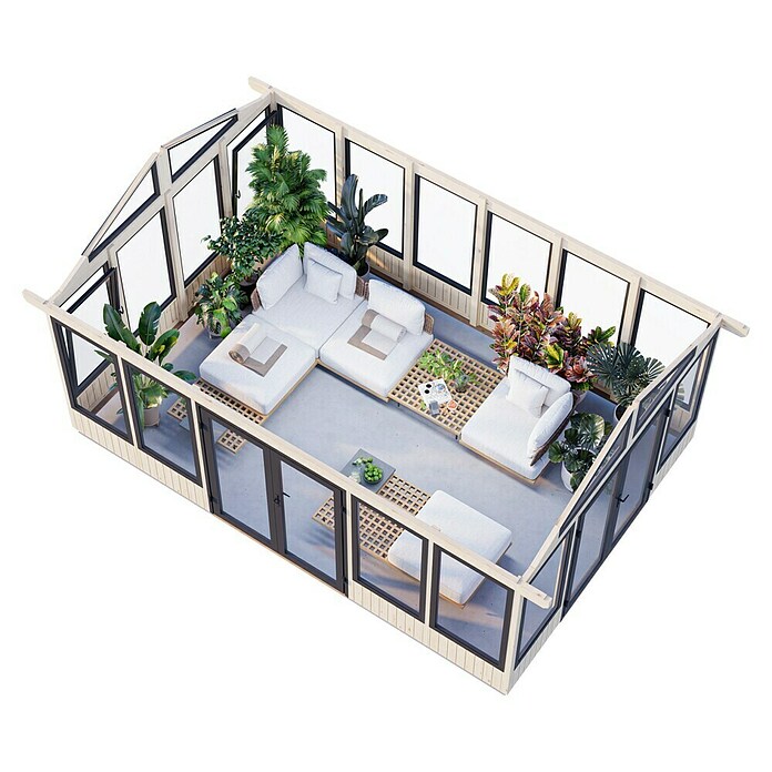 Palmako Caseta de jardín Isabella (Medidas ext. (An x Pr): 661 x 465 cm, Madera sin tratar, Natural) | BAUHAUS