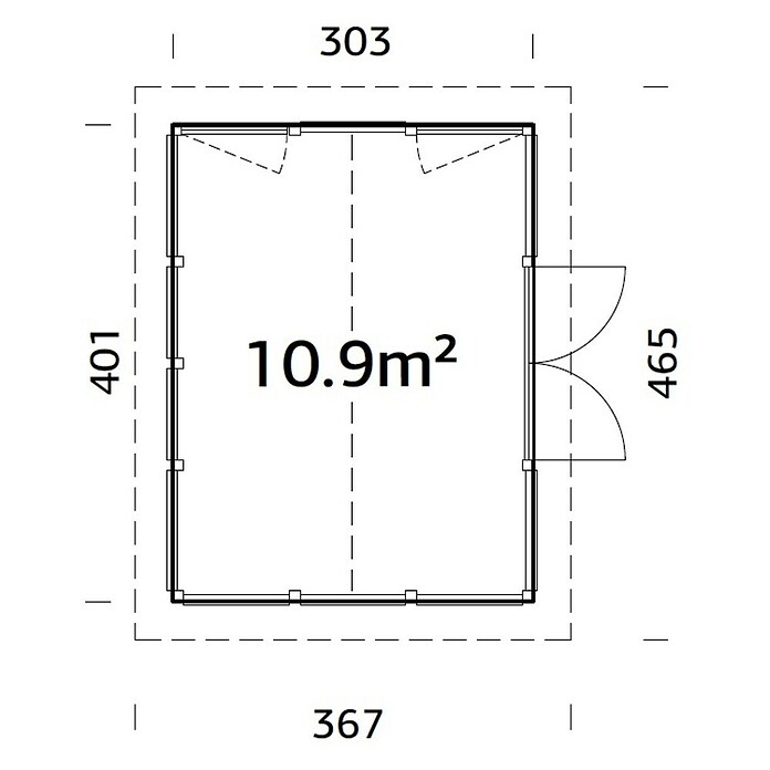 Palmako Caseta de jardín Isabella (Medidas ext. (An x Pr): 465 x 367 cm, Madera sin tratar, Natural) | BAUHAUS