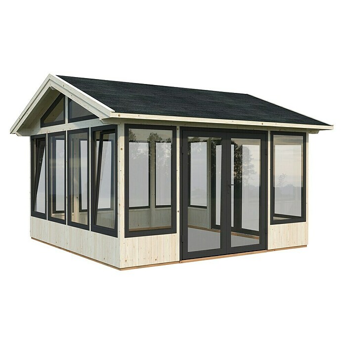 Palmako Caseta de jardín Isabella (Medidas ext. (An x Pr): 465 x 465 cm, Madera sin tratar, Natural) | BAUHAUS