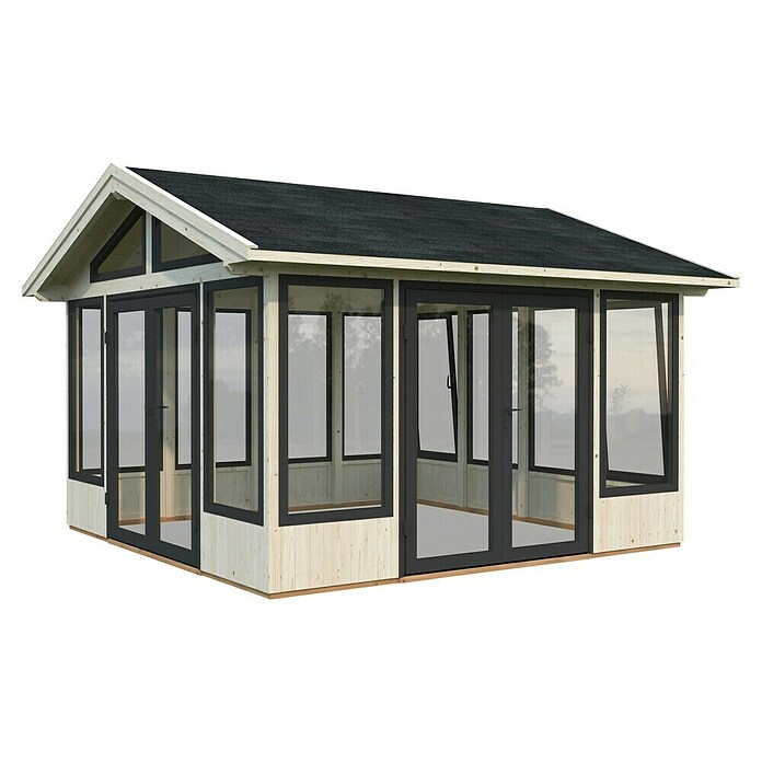 Palmako Caseta de jardín Isabella (Medidas ext. (An x Pr): 465 x 465 cm, Madera sin tratar, Natural) | BAUHAUS