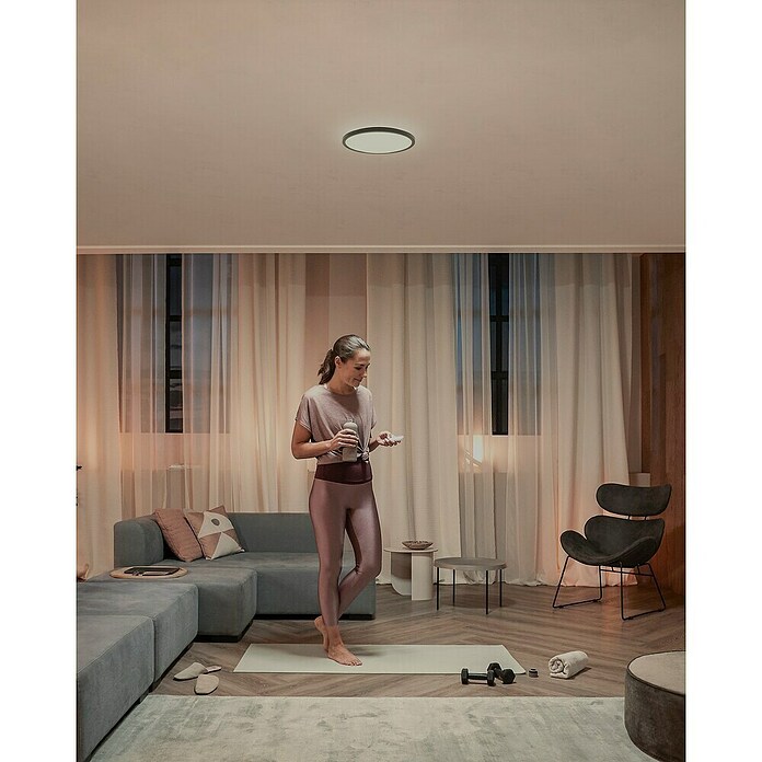Philips Hue Ledpaneel, rond Tento W (16,6 W, Ø x h: 29,1 x 3,2 cm, Zwart, Warm wit) | BAUHAUS