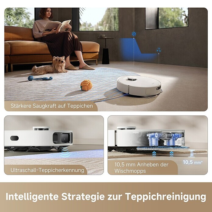 Dreame Robot aspirador con mopa D20 Ultra (Potencia de aspiración: 13.000 Pa, Duración de la batería: 260 min, Capacidad del robot: 320 ml) | BAUHAUS
