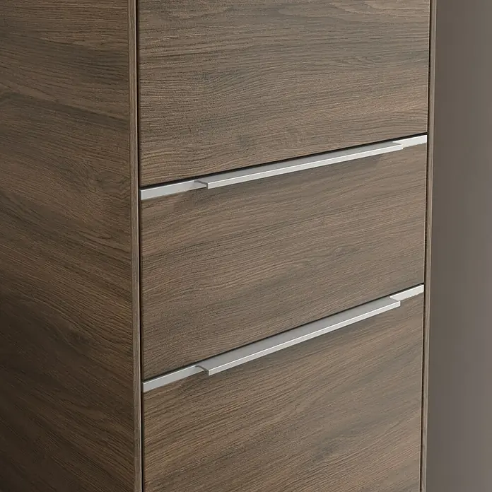 Villeroy & Boch Subway 3.0 Hochschrank - B x T x H: 40 x 36,2 x 171 cm, 1x Schublade, 2x Tür, Arizona Oak, Farbe Griff: Aluminium glänzend, DIN Anschlag: Rechts - Ein modernes Sideboard in Holzoptik mit silbernen Griffen. Das Möbelstück bietet Stauraum und ist ein Blickfang im Raum.