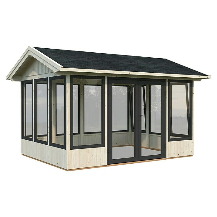 Palmako Caseta de jardín Isabella (Medidas ext. (An x Pr): 465 x 367 cm, Madera sin tratar, Natural) | BAUHAUS