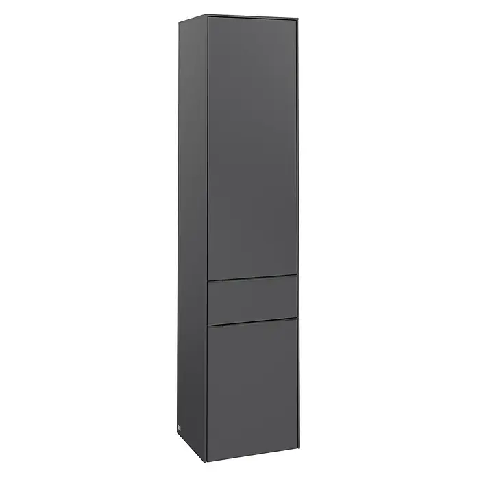 Villeroy & Boch Subway 3.0 Hochschrank - B x T x H: 40 x 36,2 x 171 cm, 1x Schublade, 2x Tür, Graphite, Farbe Griff: Graphite, DIN Anschlag: Rechts - Schlanker, moderner, grauer Küchenschrank mit minimalistischem Design, ideal für moderne Küchen. Bietet viel Stauraum und Funktionalität.
