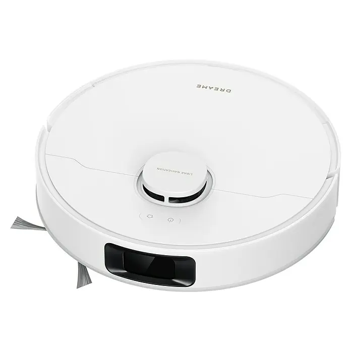 Dreame Saugwischroboter D20 Plus - Saugkraft: 13.000 Pa, Akkulaufzeit: 285 min, Fassungsvermögen Roboter: 500 ml - Nahaufnahme eines weißen Dreame Saugroboters mit LiDAR-Navigation für präzise Reinigung und Hindernisvermeidung.