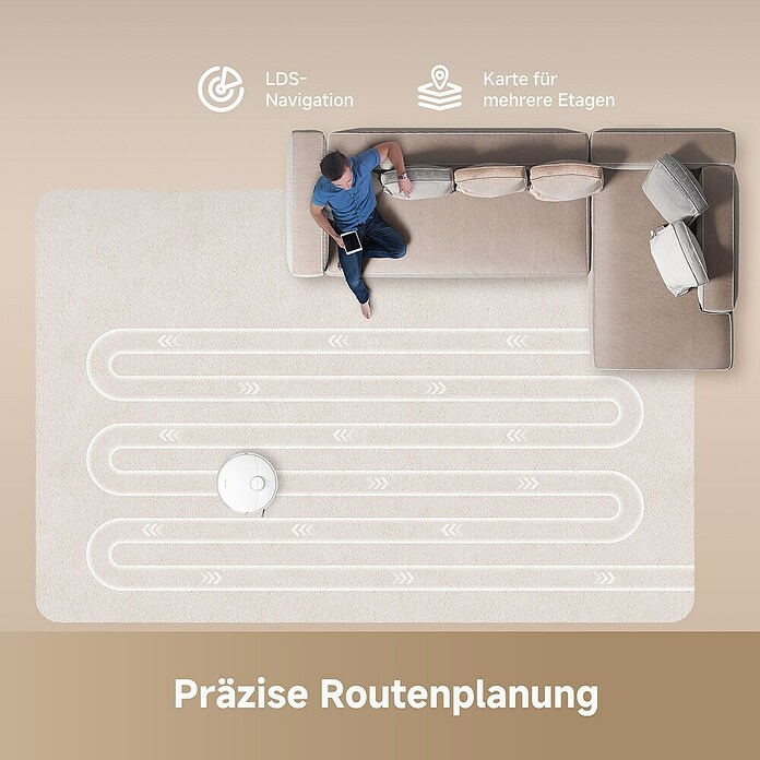 Dreame Robot aspirador con mopa D20 Plus (Potencia de aspiración: 13.000 Pa, Duración de la batería: 285 min, Capacidad del robot: 500 ml) | BAUHAUS