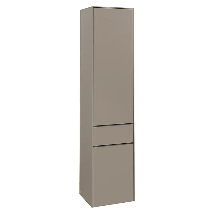 Villeroy & Boch Subway 3.0 Hochschrank - B x T x H: 40 x 36,2 x 171 cm, 1x Schublade, 2x Tür, Taupe, Farbe Griff: Taupe, DIN Anschlag: Rechts - Elegantes, modernes Badezimmer-Hochschrank in sanftem Taupe. Der Schrank bietet Stauraum mit Schubladen, ideal für jedes stilvolle Badezimmer.