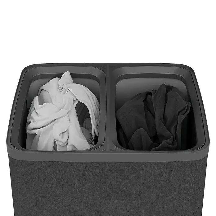 Store It Premium Wäschesammler Ava - 67 x 56 x 40 cm, Schwarz - Wäschekorb mit zwei Fächern für helle und dunkle Wäsche. Praktische Lösung zur einfachen Vorsortierung der Wäsche vor dem Waschen.