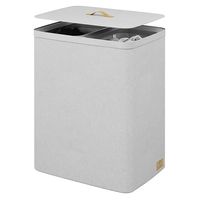Store It Premium Wäschesammler Ava - 67 x 56 x 40 cm, Grau - Wäschesortierer mit Deckel, eine praktische Lösung zur Organisation der Wäsche mit mehreren Fächern für eine einfache Sortierung.