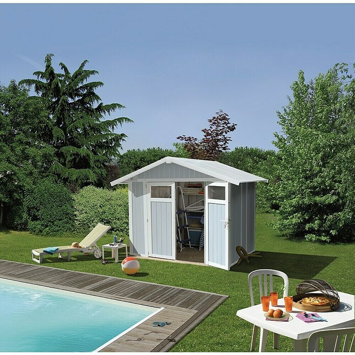 Grosfillex Caseta para jardín Utility (Medidas ext. (An x Pr): 295 x 261 cm, Plástico, Gris azulado) | BAUHAUS