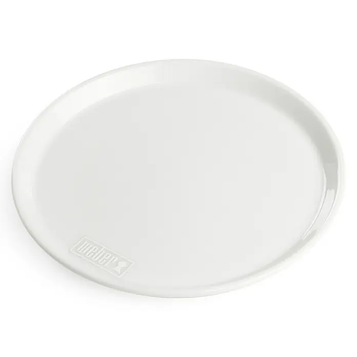 Weber Teller - Keramik, Durchmesser: 20 cm - Ein glänzender, weißer Weber Grillteller, ideal für Grillpartys und Buffets im Freien. Perfekt zum Servieren von Speisen.