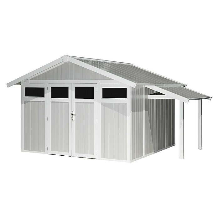 Grosfillex Techo inclinado adosado (Específico para: Casetas de jardín Grosfillex a partir de 7,5 m², Blanco/Gris) | BAUHAUS
