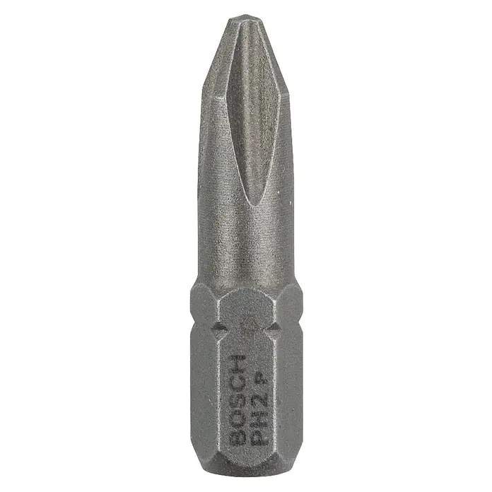 Bosch Punta Extra Hard C - PH 2, 25 mm, 3 ud. - Primer plano de una punta de destornillador Bosch PH2, ideal para atornillar con precisión y durabilidad.