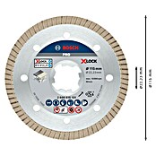 Bosch Professional X-Lock Disco de corte de diamante Best for Ceramic Extra Clean Turbo (Diámetro disco: 115 mm, Específico para: Gres porcelánico)
