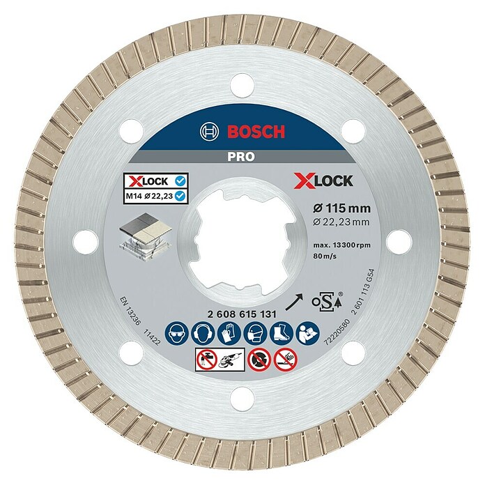 Bosch Professional X-Lock Disco de corte de diamante Best for Ceramic Extra Clean Turbo (Diámetro disco: 115 mm, Específico para: Gres porcelánico)