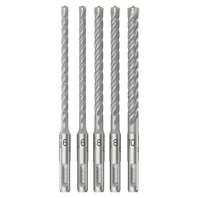 Bosch Broca para hormigón y mampostería SDS-Plus - Diámetro de la broca: 10 mm - Juego de brocas de diferentes tamaños. Ideal para usar en materiales duros como hormigón y piedra. Para una perforación potente.