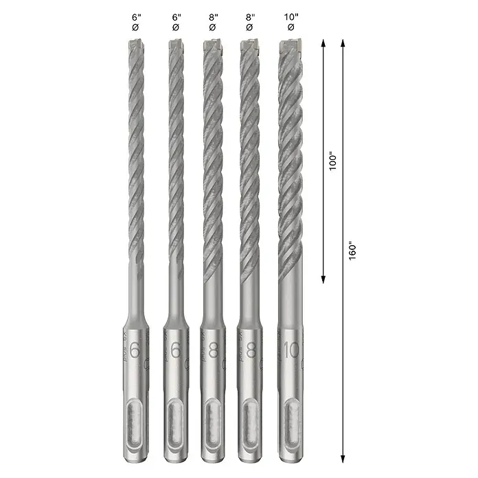 Bosch Broca para hormigón y mampostería SDS-Plus - Diámetro de la broca: 10 mm - Juego de brocas SDS Plus en varios tamaños, ideal para trabajos en hormigón. Fabricación de alta calidad para resultados precisos.