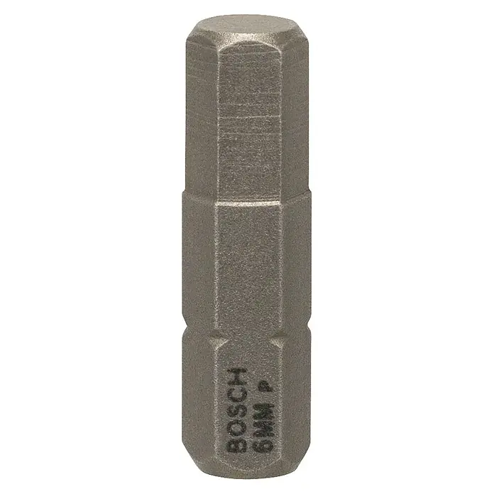 Bosch Punta Extra Hard C - HEX 6 mm, 25 mm, 3 ud. - Primer plano de una punta hexagonal Bosch de 6 mm, ideal para tareas de atornillado con tornillos de hexágono interior.