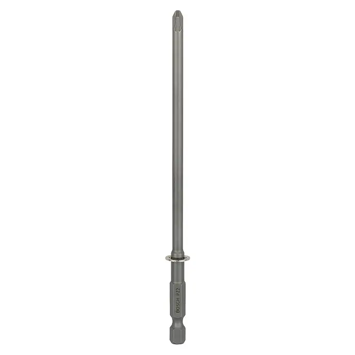 Bosch Punta Extra Hard E - PZ 2, 145 mm, 3 ud. - Imagen del producto de una punta de atornillador Bosch Pz2 con eje largo y cabeza avellanada, ideal para un atornillado preciso.