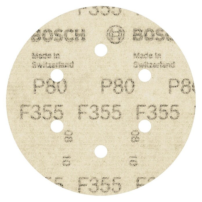Bosch Set de hojas de lija F355 Best for Coatings and Composites (Diámetro: 150 mm, Grano: 80, 6 agujeros) | BAUHAUS