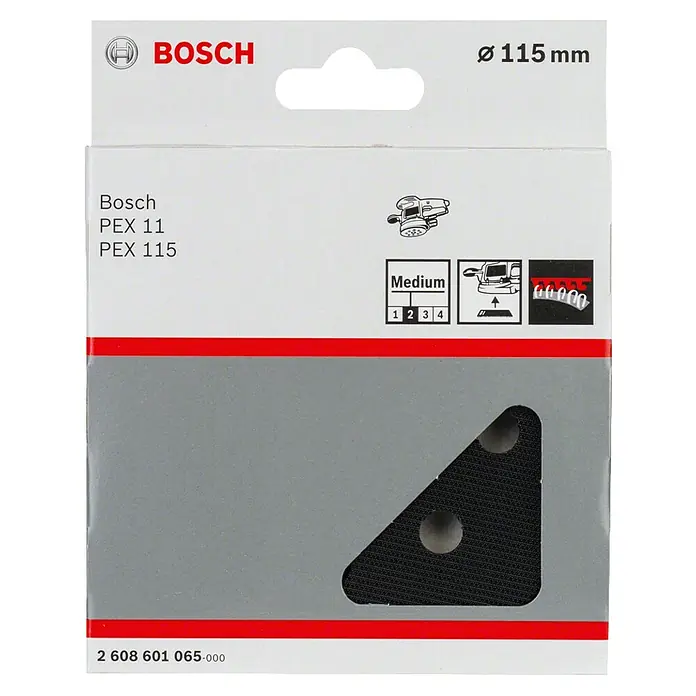 Bosch Schleifplatte PEX 11 / 115 - Durchmesser: 115 mm - Bosch PEX 11/PEX 115 Schleifpapier Ø 115 mm, Körnung mittel, ideal für Exzenterschleifer. Hohe Qualität für perfekte Oberflächen.