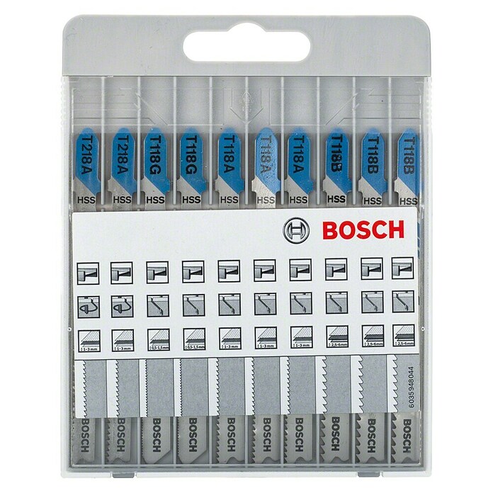 Bosch Juego de hojas de sierra de calar (10 piezas, Metal)