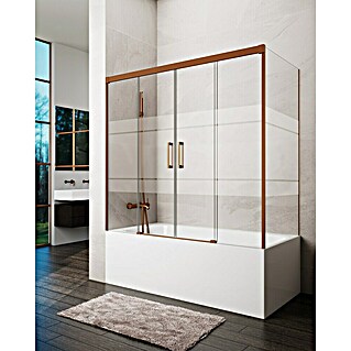 GME Mampara para bañera Basic (L x An x Al: 75 x 162 x 150 cm, Vidrio serigrafiado, Cobre)