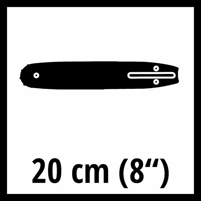 Einhell Expert Ersatzmesser - Passend für: Einhell Professional Akku-Kettensäge FORTEXXA 18/20 TH - Abbildung einer 20 cm (8") Motorsägenführungsschiene für Kettensägen, ideal für präzise Schnitte und effizientes Sägen.