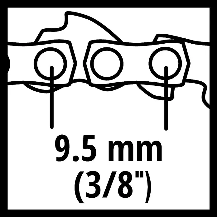Einhell Sägekette - Passend für: Einhell Akku-Kettensäge FORTEXXA 18/30 - Abbildung einer Kettensägenkette mit einer Teilung von 9,5 mm (3/8 Zoll).
