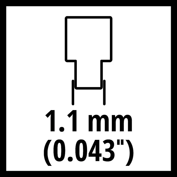 Einhell Sägekette - Passend für: Einhell Akku-Kettensäge FORTEXXA 18/30 - Abbildung einer 1.1mm (0.043") Stiftform für elektronische Bauteile, deutliche Darstellung der Abmessungen und Form für Produktinformationen.