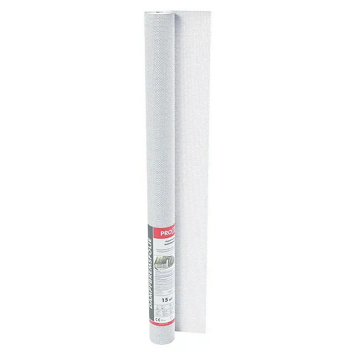 Probau Dampfbremsfolie - Max. Anwendungsfläche: 15 m², 10 x 1,5 m, Spinnvlies, Selbstregulierend, Stärke: 0,2 mm - Eine Rolle PROBAU Dampfbremsfolie, die zum Schutz vor Feuchtigkeit und zur Dämmung von Gebäuden verwendet wird, ist hier abgebildet.