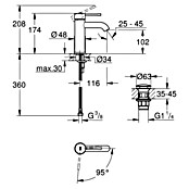 Grohe Essence New Waschtischarmatur (Ohne Zugstange, Chrom, Glänzend)