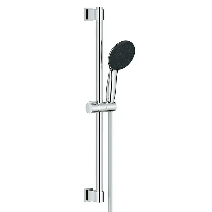 Grohe QuickFix Vitalio Start Conjunto de ducha - Distancia entre orificios: 47 cm - 62 cm, Número de tipos de chorro: 2 ud., Cromo - Barra de ducha con teleducha. Conjunto de ducha cromado con cabezal de ducha negro, ideal para baños modernos.