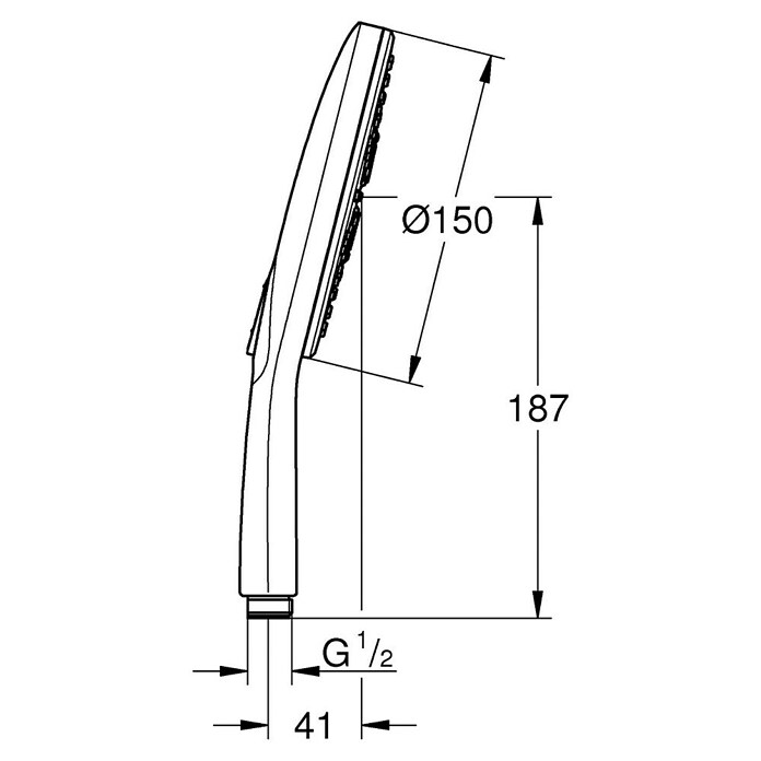 Grohe Handbrause Vitalio SmartActive 150 (Anzahl Funktionen: 3 Stk., Chrom, Rund) | BAUHAUS