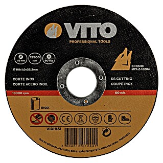 Vito Disco de corte (Apto para: Acero inoxidable, Diámetro disco: 115 mm, Espesor disco: 1 mm)