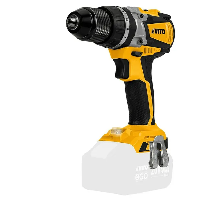 Vito Taladro atornillador de batería VIBCBBSFL20 - 20 V, 1 batería, 4 Ah, 60 Nm - Taladro/atornillador inalámbrico Vito negro y amarillo.