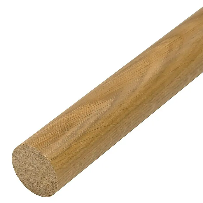 Dolle Handlauf-Set PS 052 - Eiche, Lackiert, Länge: 150 cm - Detailaufnahme eines hölzernen Handlaufs, der die natürliche Maserung und warme Farbe des Holzes hervorhebt.