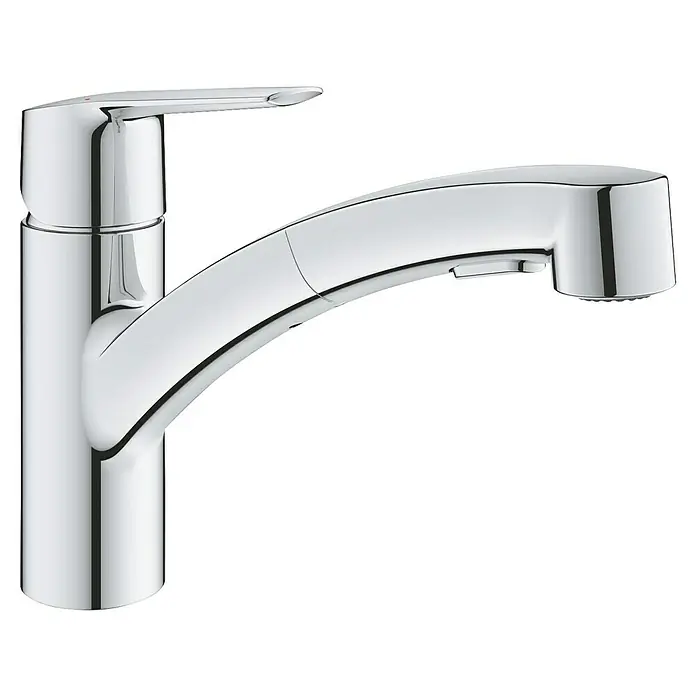 Grohe QuickFix Spültischarmatur Start - Chrom, Ausziehbar, Glänzend - Moderner Küchenarmatur mit Ausziehbrause. Die glänzende Chromoberfläche und das schlanke Design machen diese Armatur zu einem Blickfang in jeder Küche.