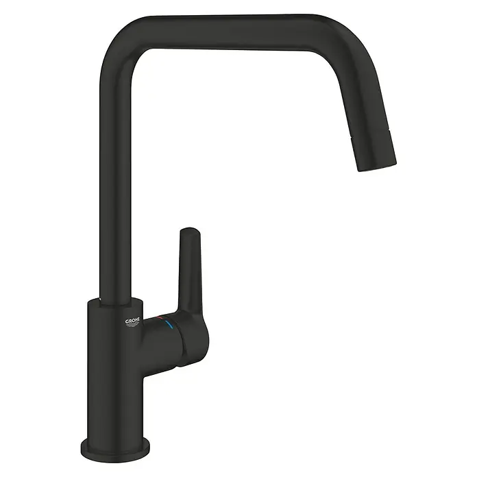 Grohe Start Spültischarmatur - Ausladung Armatur: 228 mm, Schwarz, Matt - Moderner, mattschwarzer Grohe Küchenarmatur mit elegantem, kantigem Auslauf und Einhebelmischer für stilvolle Küchen.