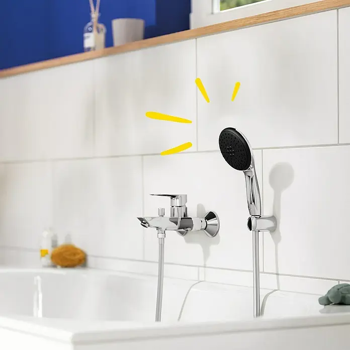 Grohe QuickFix Vitalio Start Brause-Set - Anzahl Strahlarten: 2 Stk., Durchmesser Handbrause: 11 cm - Moderne Badezimmerarmatur mit Handbrause und glänzender Oberfläche. Perfekt für ein stilvolles Badezimmerambiente.