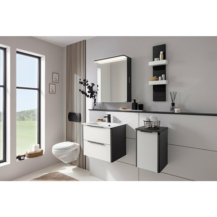 Camargue Marea Badregal (25 x 10,2 x 80 cm, Anthrazit/Weiß) | BAUHAUS